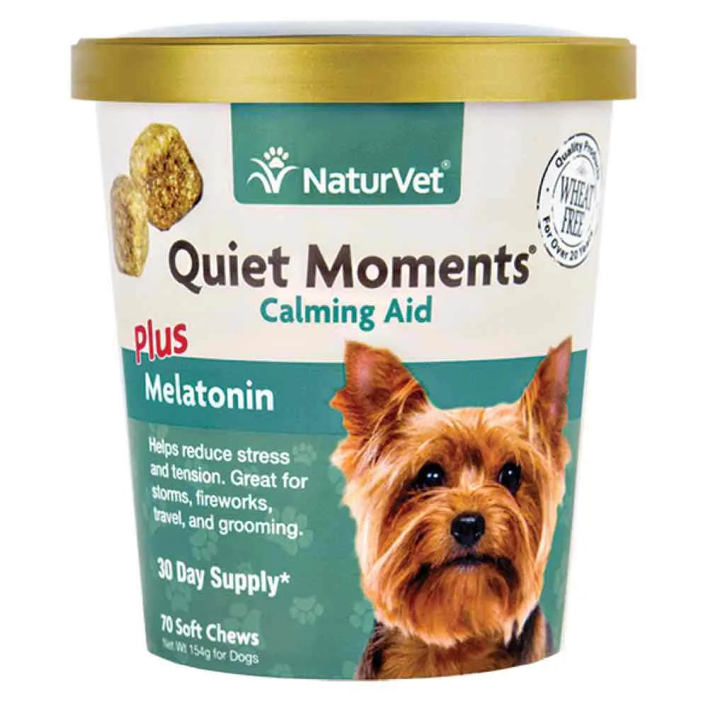 15% OFF: NaturVet Quiet Moments Calming Aid Plus Melatonin Soft Chews Supplement For Dogs 70ct