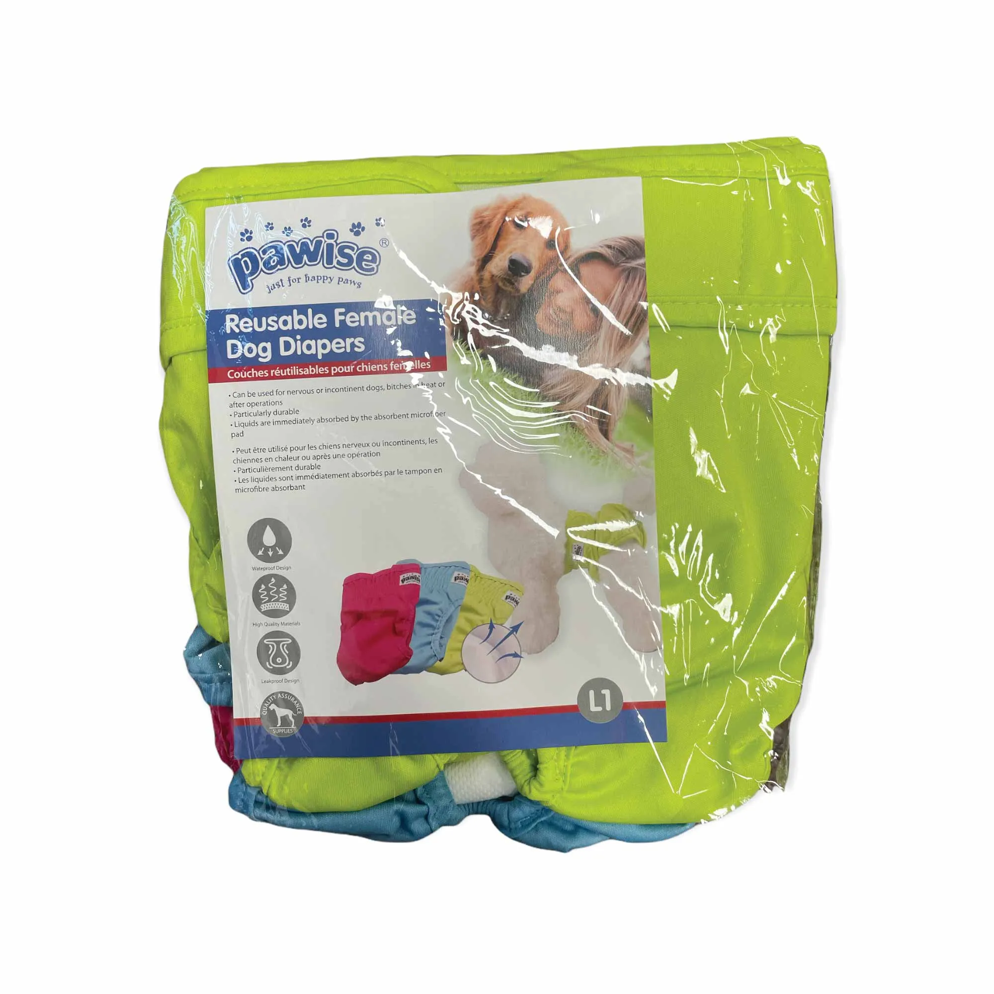3 Pack Reusable Eco Washable  Female Dog Diapers