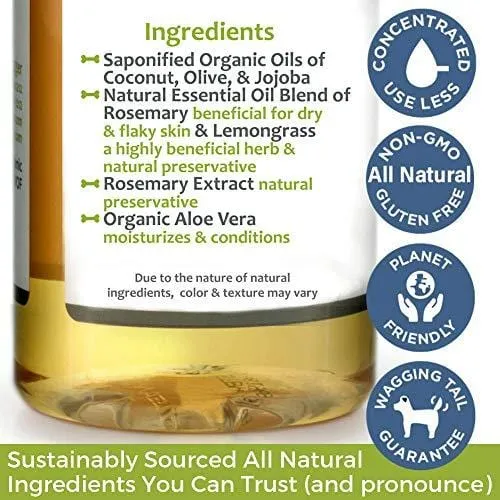 4-Legger Certified Organic Dog Shampoo - All Natural and Hypoallergenic with Aloe and Lemongrass, Soothing for Normal, Dry, Itchy or Allergy Sensitive Skin - Biodegradable - Made in USA - 16 oz
