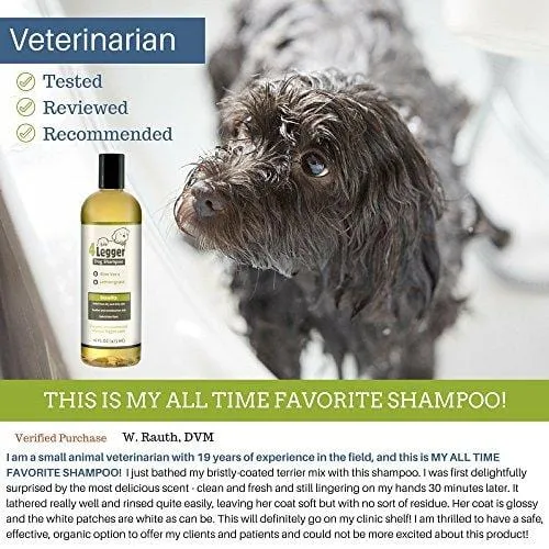 4-Legger Certified Organic Dog Shampoo - All Natural and Hypoallergenic with Aloe and Lemongrass, Soothing for Normal, Dry, Itchy or Allergy Sensitive Skin - Biodegradable - Made in USA - 16 oz