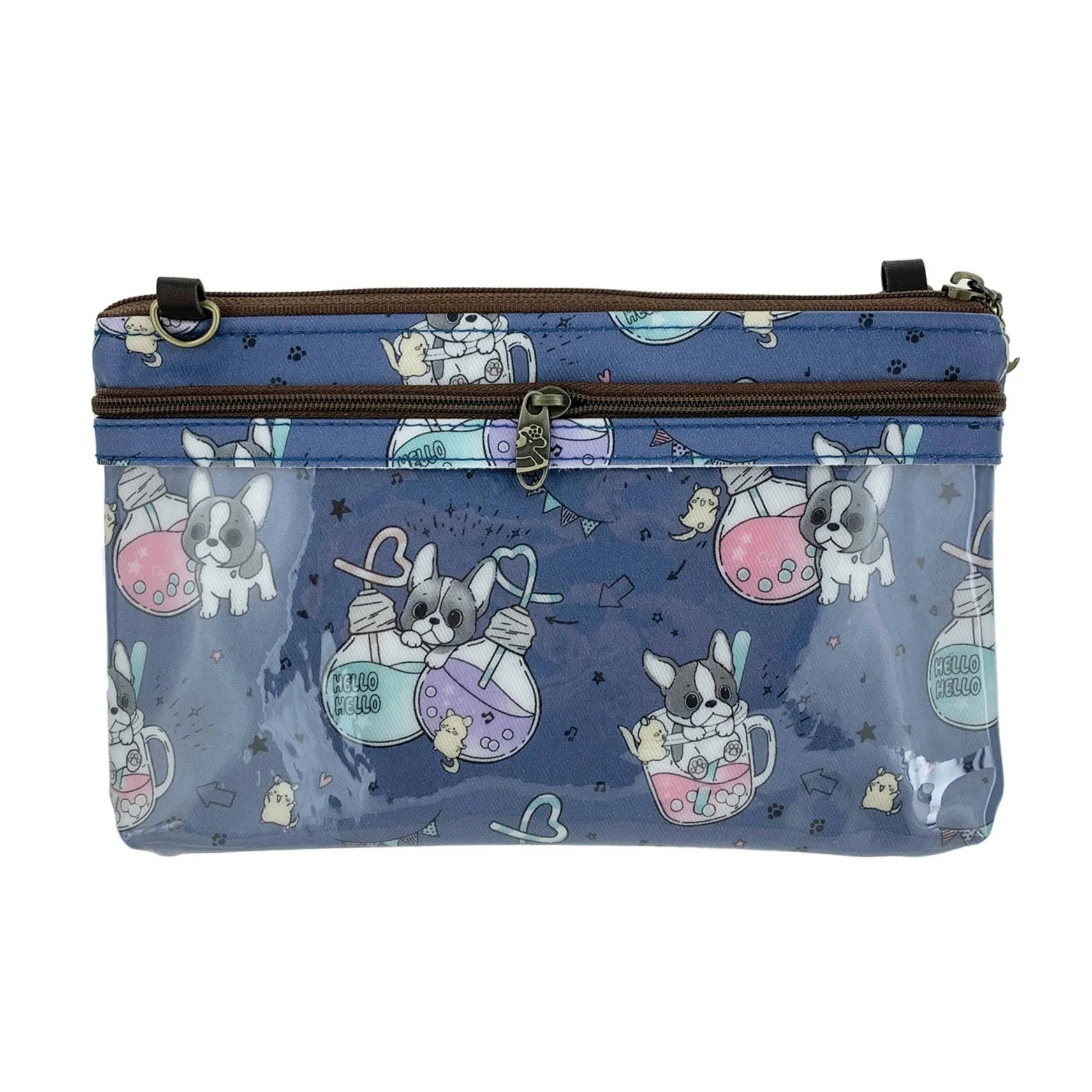 Blue Boba Frenchie Zipper Crossbody