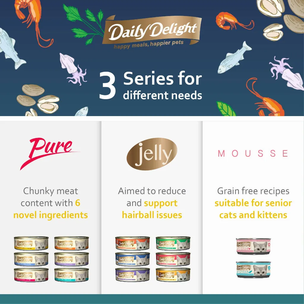 Daily Delight Pure/Jelly/Mousse Wet Cat Food in Can 80g
