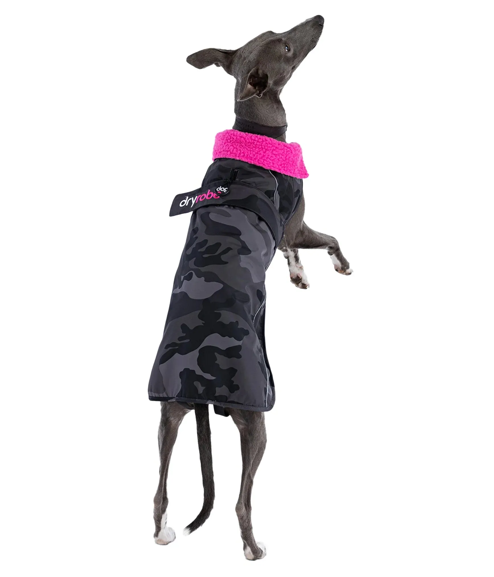 Dryrobe Dog Coat - Black Camo and Pink