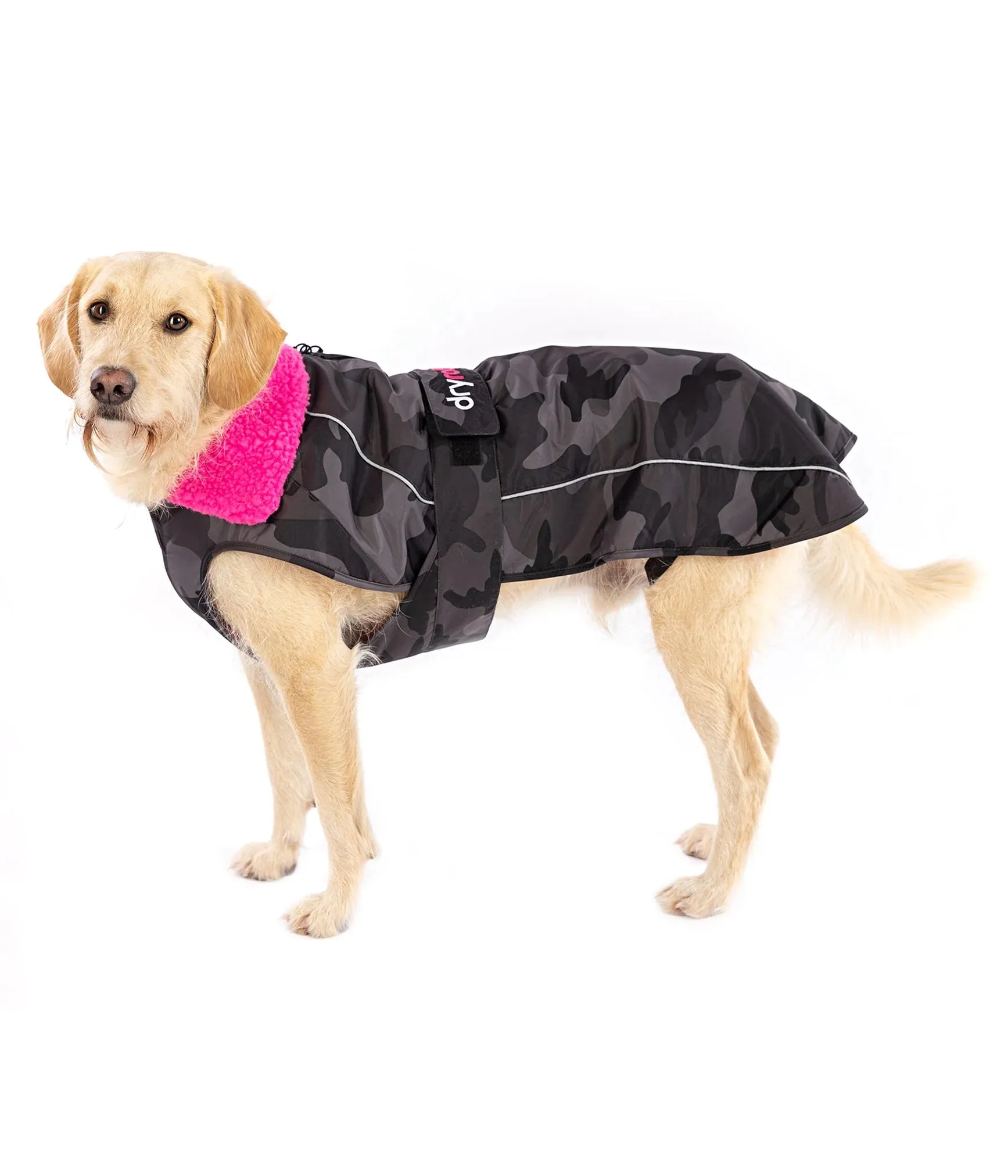 Dryrobe Dog Coat - Black Camo and Pink