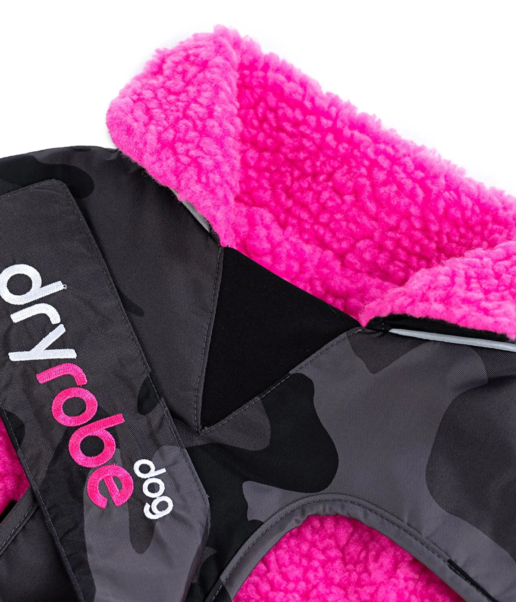 Dryrobe Dog Coat - Black Camo and Pink