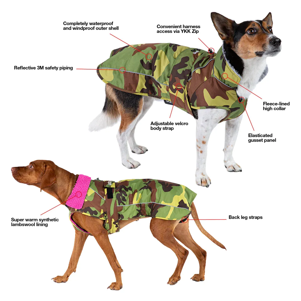 Dryrobe Dog Coat - Black Camo and Pink
