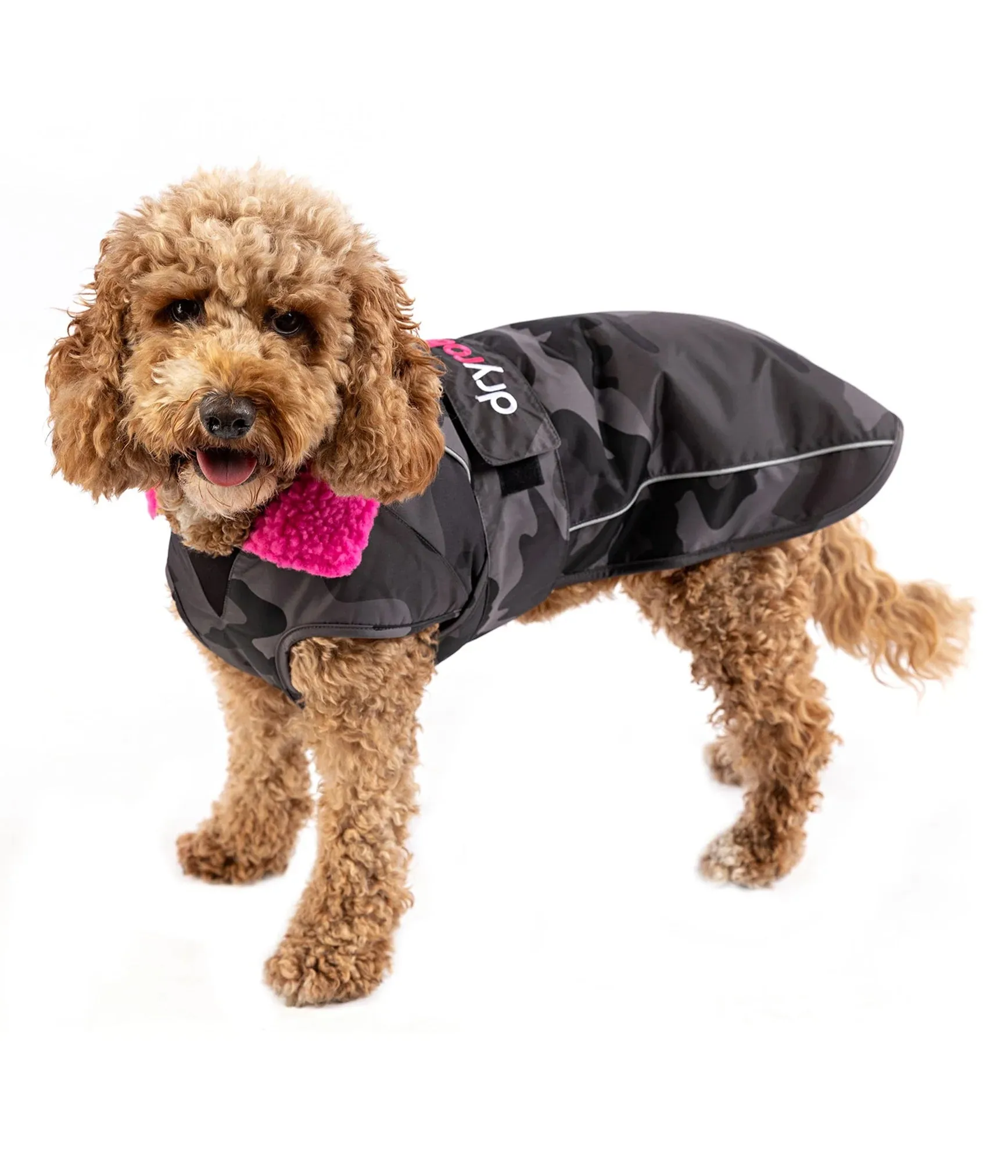 Dryrobe Dog Coat - Black Camo and Pink