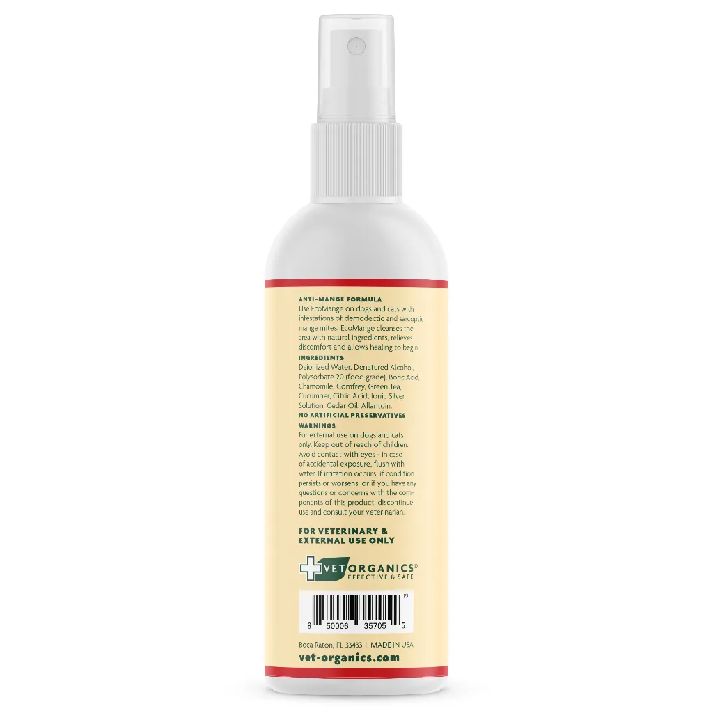 EcoMange Mange Treatment for Dogs & Cats with Demodectic or Sarcoptic Mange Mites, 8-oz bottle