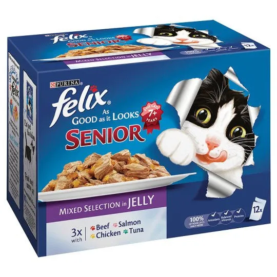 Felix As Good as it Looks Pouches Senior  7 (fish), 12 Pack