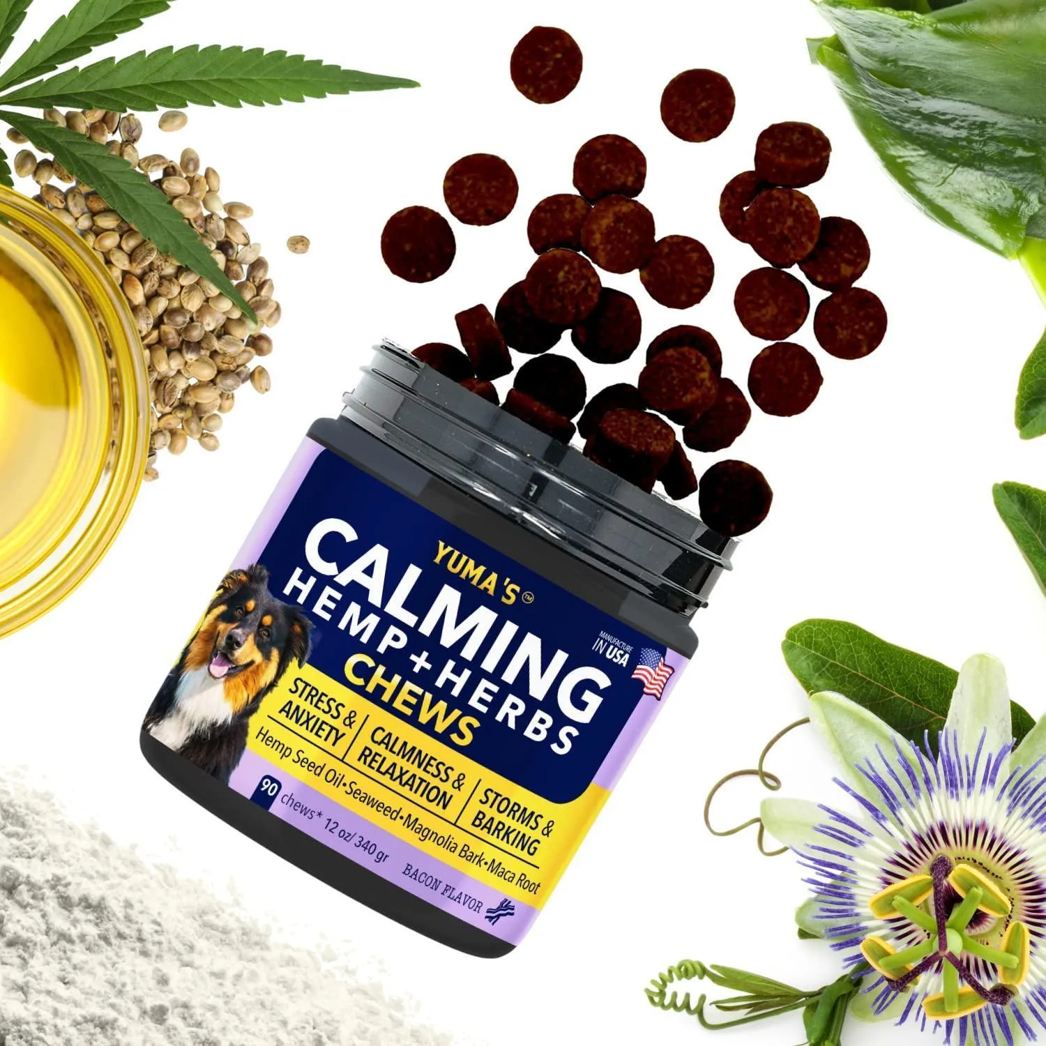 Hemp Calming Chews for Dogs with Anxiety and Stress Dog Calming Treats 90 Chews