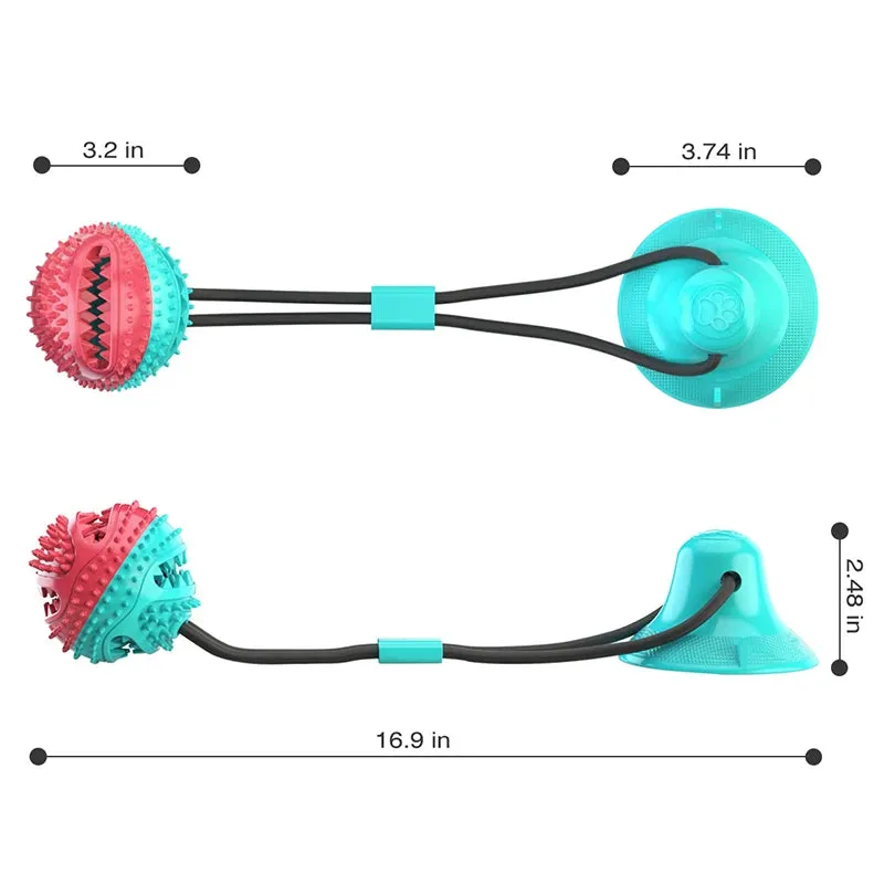 Large Dog Ball Toys with Suction Cup Ropes | Interactive Leaking Slow Feeder Chew Toy | Tooth Cleaning for Golden Retrievers | Big Pet Supplies | Alo Trendy