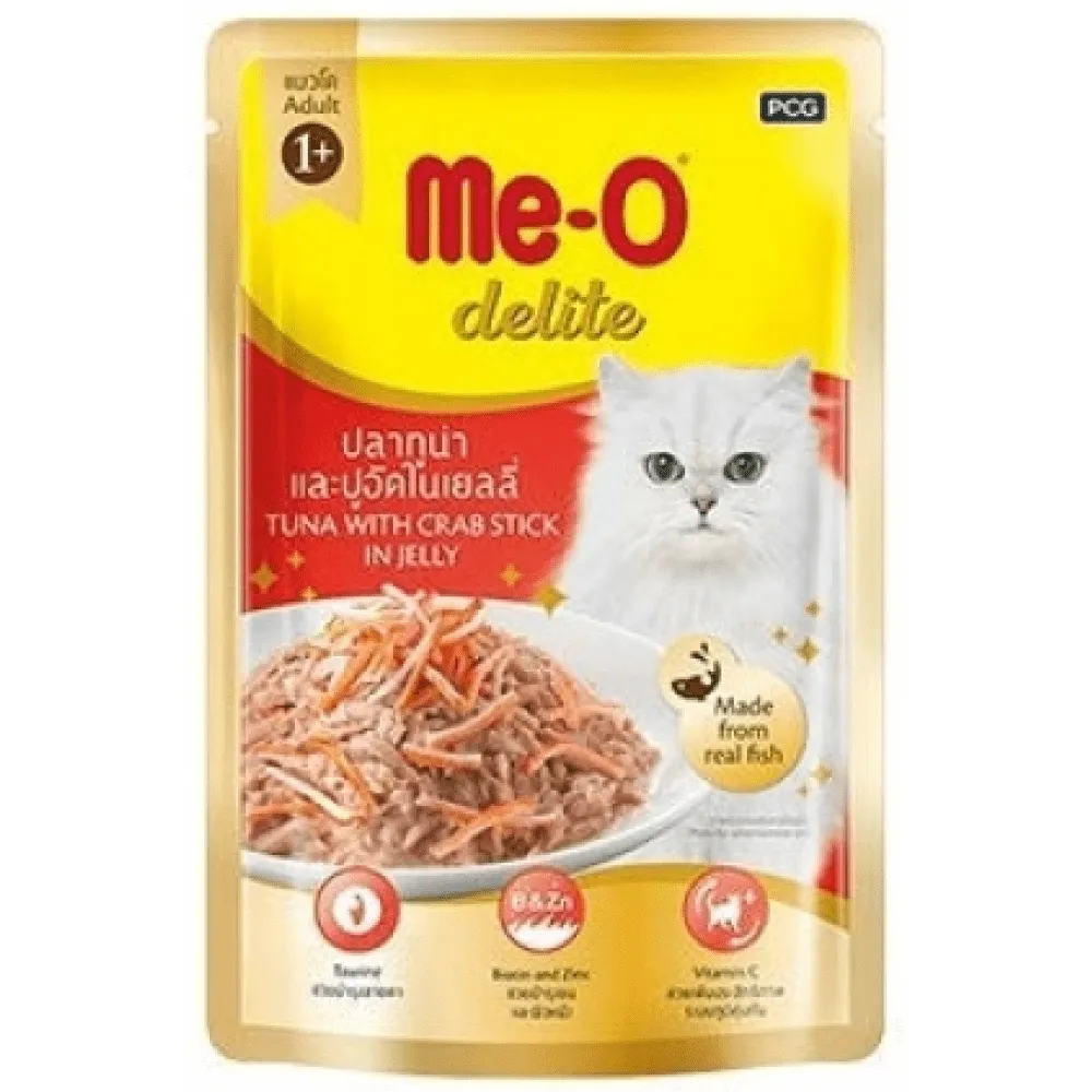 Me O Delite Tuna with Crab Sticks in Jelly and Purina Felix Salmon with Jelly Adult Cat Wet Food Combo (12 12)