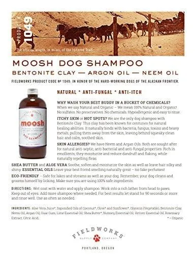 Natural Dog Shampoo. Anti-Bacterial-Anti-Fungal- Anti-Itch , Promotes Healthy Hair and Skin, Helps Hot Spots. Shea Butter, Neem and Argan Oil, Aloe Vera and Bentonite. Concentrated-Organic by Moosh ...