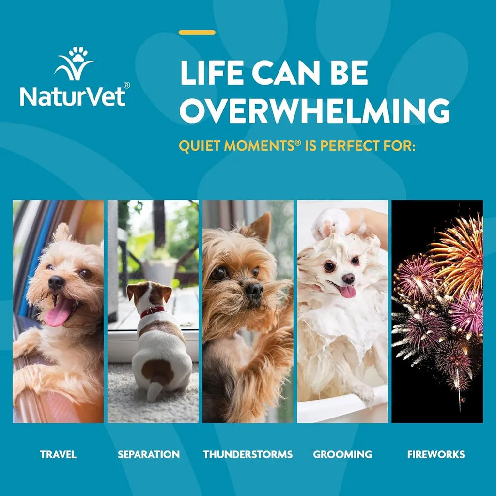 NaturVet Quiet Moments Calming Aid Plus Melatonin for Dogs, 30 chewable tablets