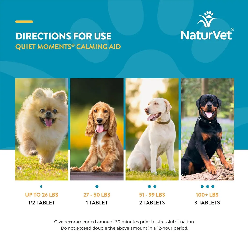 NaturVet Quiet Moments Calming Aid Plus Melatonin for Dogs, 30 chewable tablets