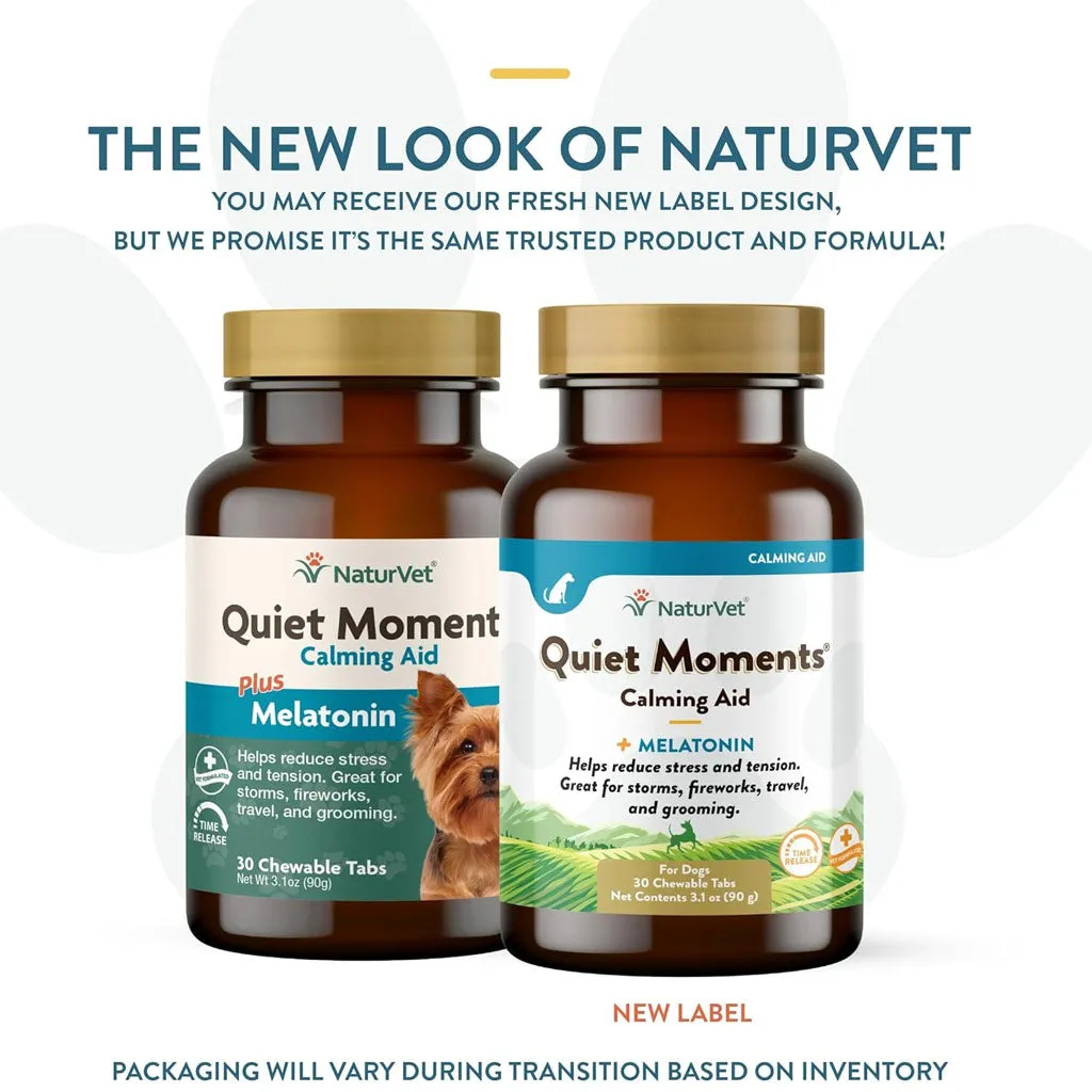 NaturVet Quiet Moments Calming Aid Plus Melatonin for Dogs, 30 chewable tablets