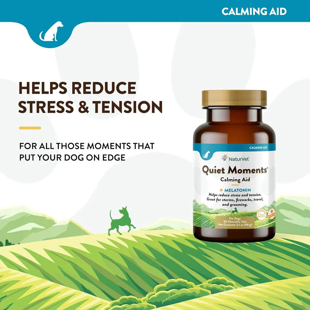 NaturVet Quiet Moments Calming Aid Plus Melatonin for Dogs, 30 chewable tablets