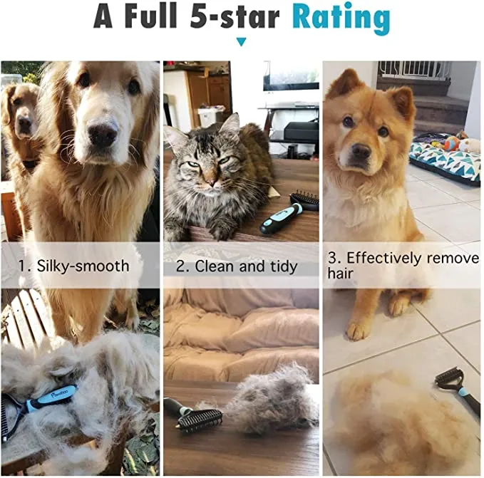 New Pawaboo Pet Dematting Comb - Pet Grooming Comb with Dual Sided 9 17 Rake for Dogs and Cats, Gently Removes Loose Undercoat, Mats, Tangles and Knots