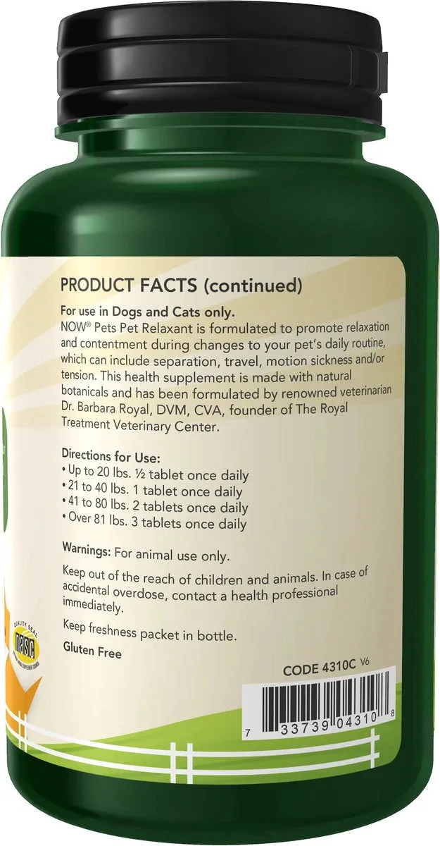 NOW Pets Relaxant for Dog & Cat, 90 ct