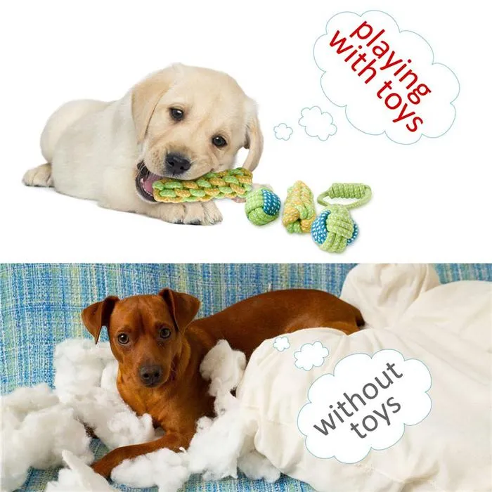 Pet Dogs Cotton Rope Chew Toys for Puppies Teething Clean