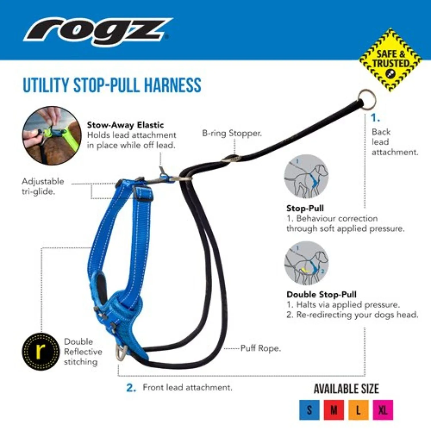 Rogz Stop Pull Dog Harness Pink - Medium