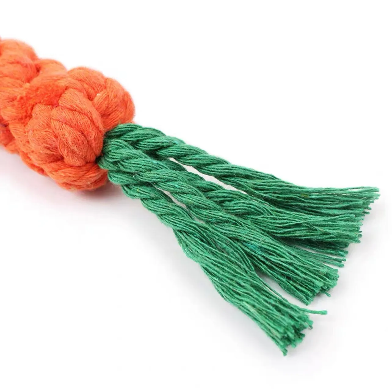 Rope Dog Toys, Fun Chewing, Teething & Training Toys, 100% Cotton - Carrot