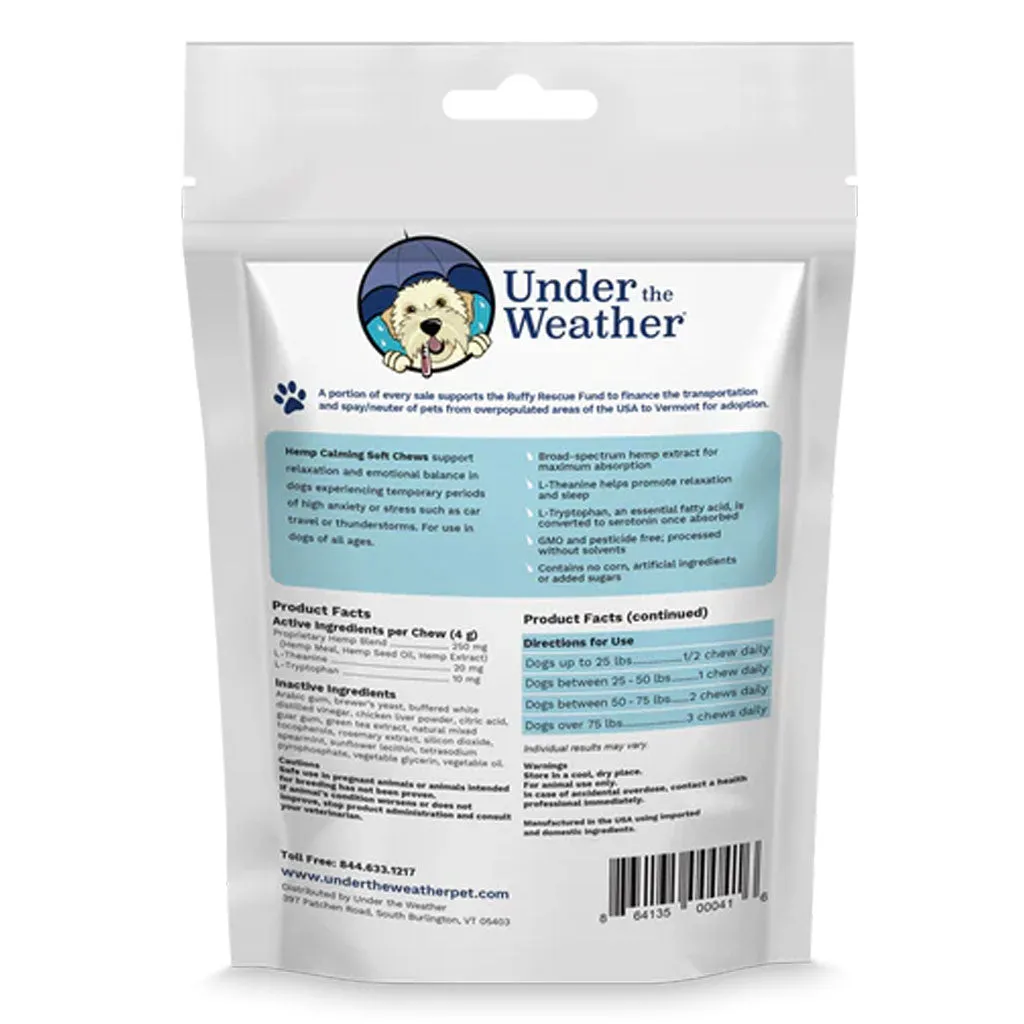 Under the Weather Hemp Calming Soft Chews for Dogs, 30 chews