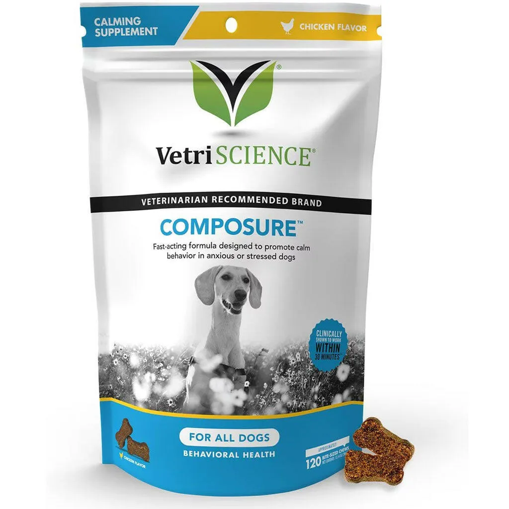 VetriScience Composure Chicken Liver Flavored Calming Supplement Soft Chews for Dogs